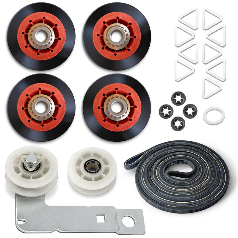 Walpica W10837240 4392067 Dryer Repair Kit Belt Idler Pulley 3387610 279640 661570V 80047 Drum Roller Bearing for Whirlpool Cabrio Duet Maytag Bravos XL Kenmore Elite Model 110 Series Dryer Replacement Parts - Image 1
